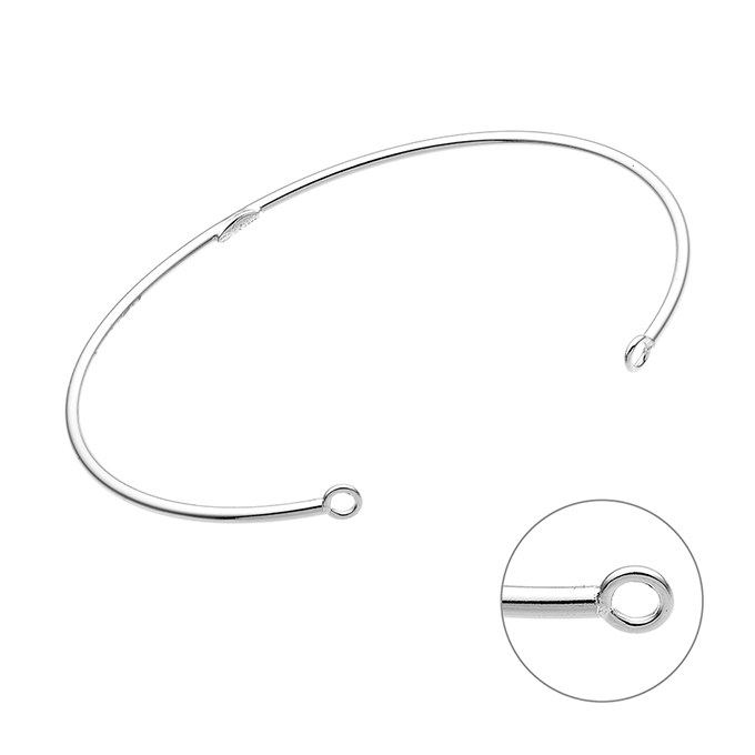 55x50mm oval cuff bangle with ringed ends 1,5mm wire (1pc)