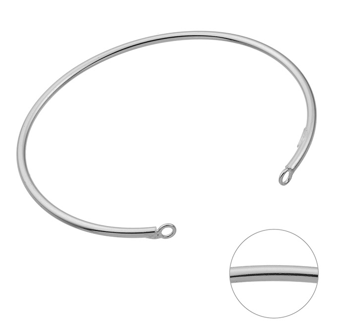 55x50mm oval cuff bangle with ringed ends 2mm wire (1pc)