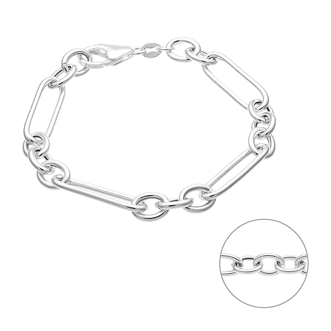 Bracelet alterned oval hollow chain 7mm 18,5cm (1pc)