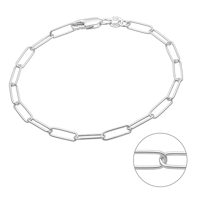 Bracciale catena a maglia rettangolare lunghezza 18 cm (1pc)