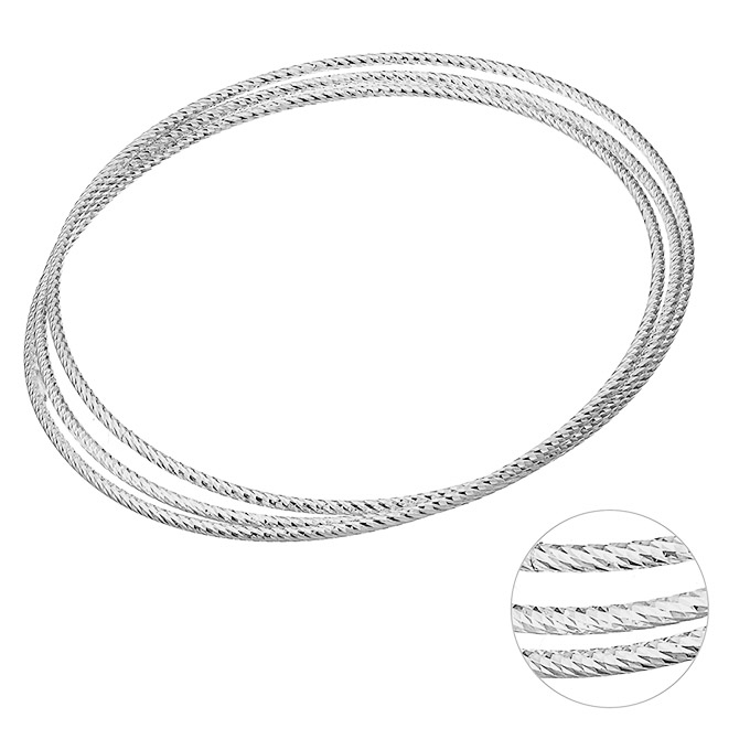 70mm entwined triple bangles 1,5mm facted wire (1pc)