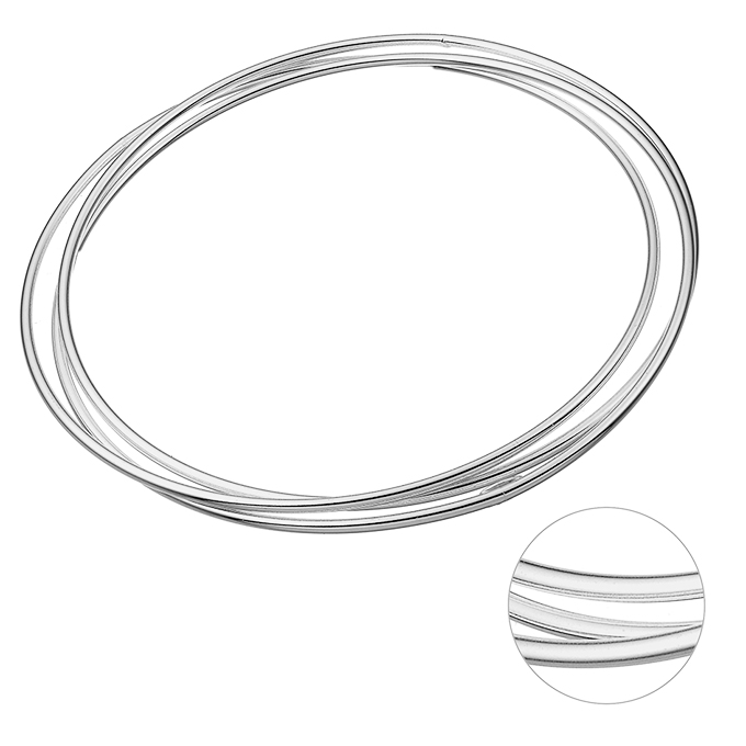 70mm entwined triple bangles 1,5mm wire (1pc)