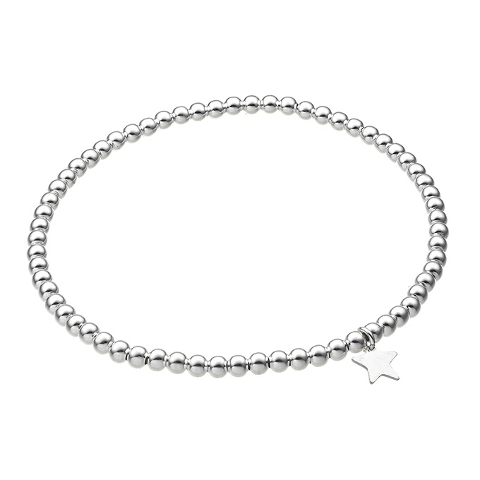 Bracelet élastique perles 3mm avec étoile plate 7mm (1pc)