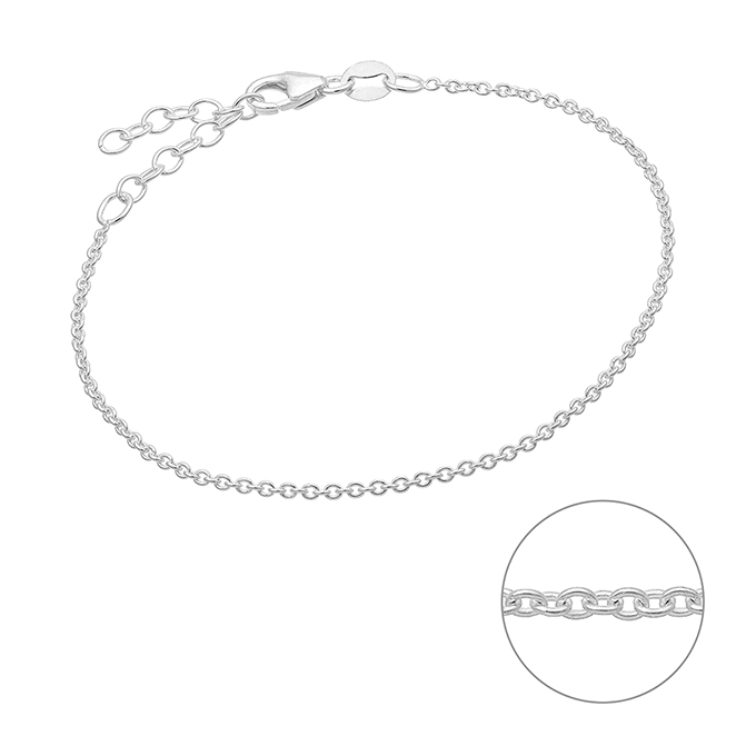 Bracelet chaîne forçat 1,5mm 15+3cm extension (3pcs)