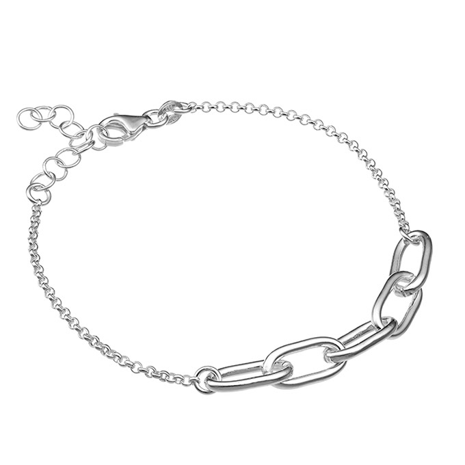 Bracelet with 5 oval links 16+3cm extender (1pc)