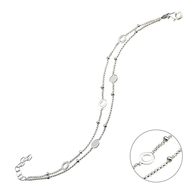 Armband gedoppelte Kette volle und leere Herzformen 16+3cm Verlängerung (1Stk)