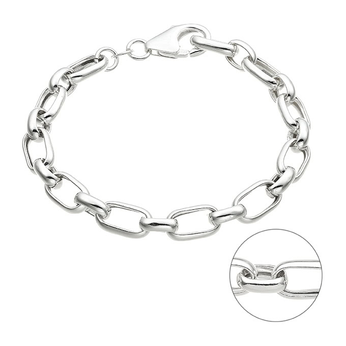 Bracciale catena vuota rolò rettangolare alternata 6,5mm 18cm (1pz)