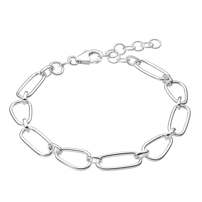 Bracelet maillons rectangle et maillons trapèze alternés 16+3cm extension (1pc)