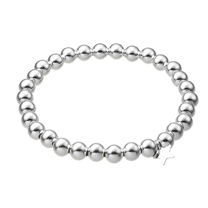 Bracciale elastico palline 6mm e stella piatta 7mm (1pz)