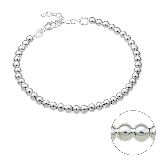 Bracciale palline 4mm 16+3cm estenzione (1pz)