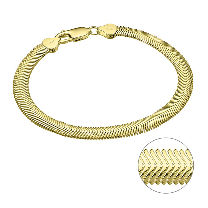 Yellow Gold 3µ – 6,3mm domed snake chain bracelet 20,5cm (1pc)