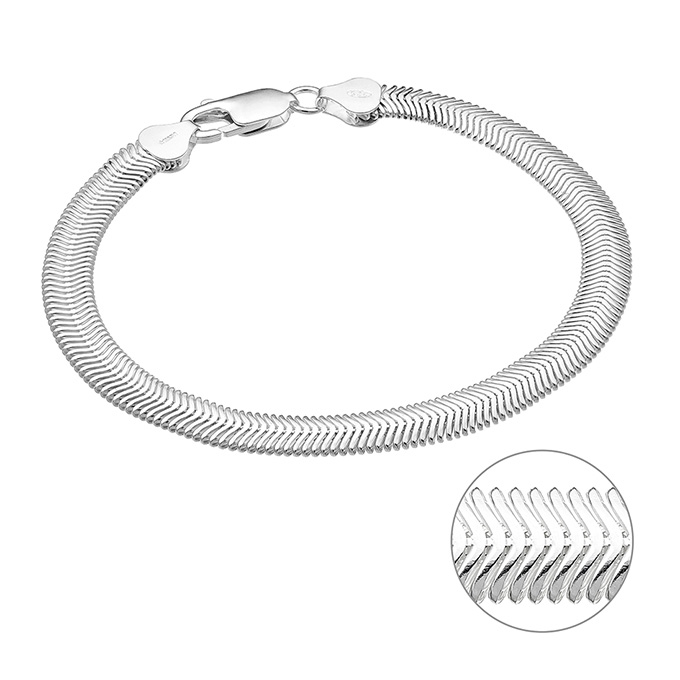 Bracelet chaîne serpent bombée 6,3mm 20,5cm (1pc)