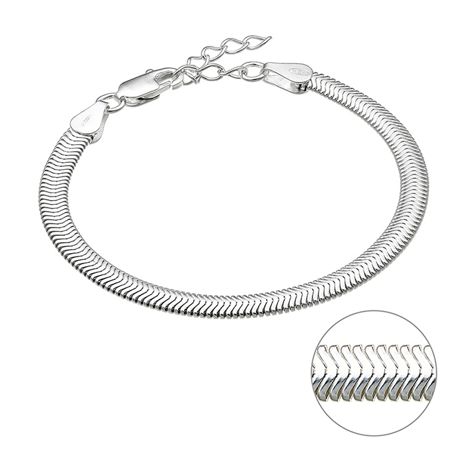 4,3mm domed snake chain bracelet 15+3cm extension (1pc)