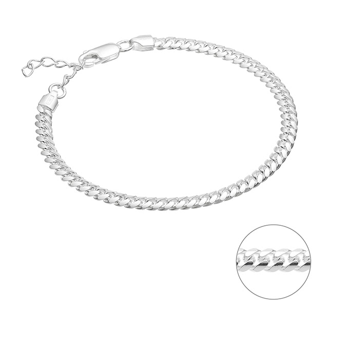 Bracelet cuban curb chain wire 4,1mm 16+3cm extender (1pc)