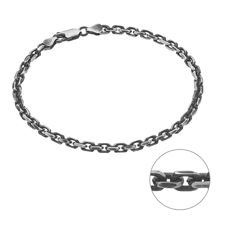 Bracciale uomo catena gourmetta 3,5 mm in argento invecchiato (1pz)