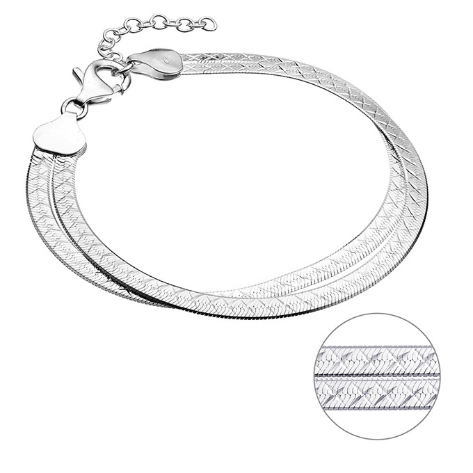 17+3cm extender double flat chain bracelet with engraved cross (1pc)