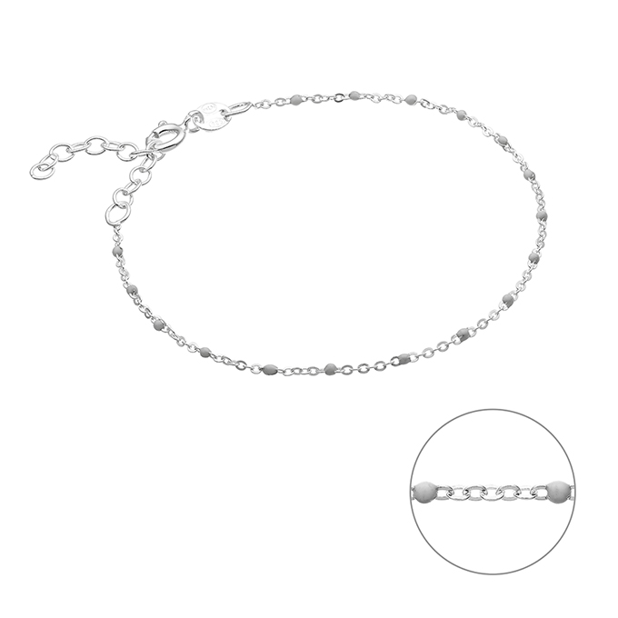 Bracelet chain and white enamel 16+3cm extender (1pc)