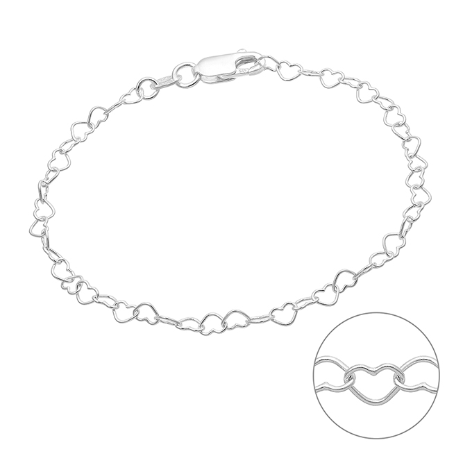 Heart bracelet chain 3,2mm 18cm (1pc)