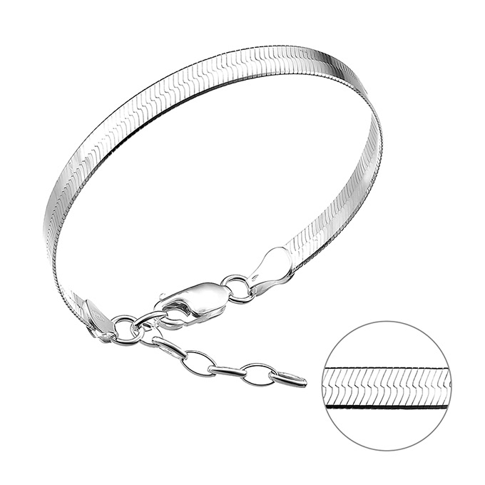 Bracciale coda di topo 6mm piatta 15+3cm estensione (1pz)