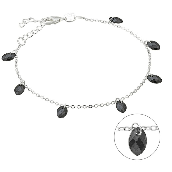 Bracciale zirconi navette nere 16+3cm estensione (1pz)