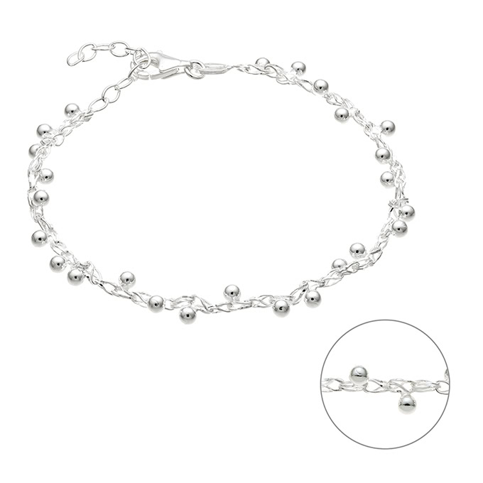 Bracciale catena con palline pendenti 16+3cm estensione (1pz)