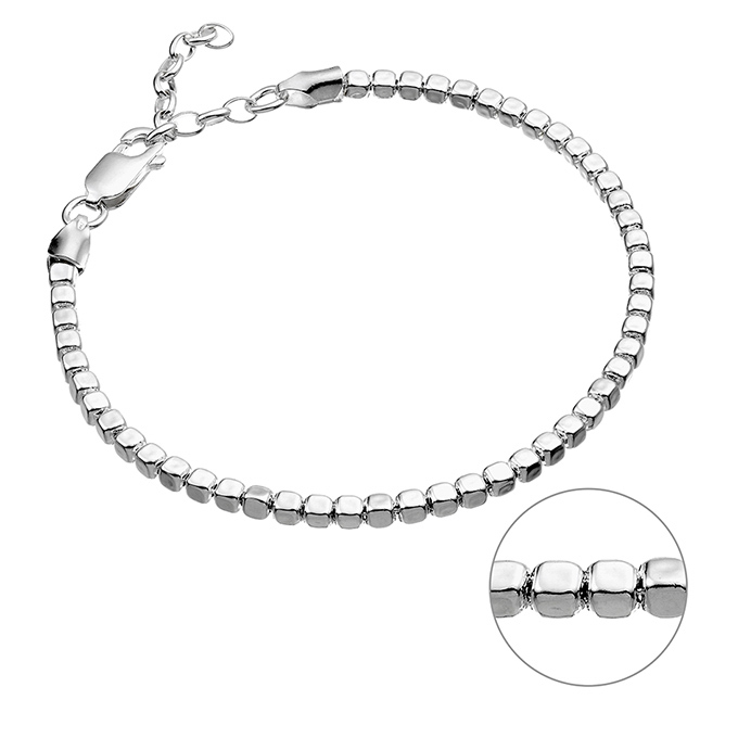 3mm square chain Bracelet 16+3cm extender (1pc)