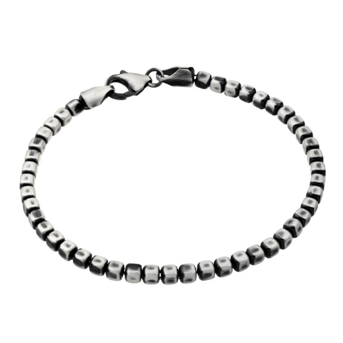 Bracelet chaîne carré 20cm fil 4mm en argent veilli (1pc)