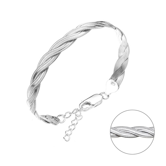 Bracciale catena intrecciata piatta 6mm 16+3cm estensione (1pz)