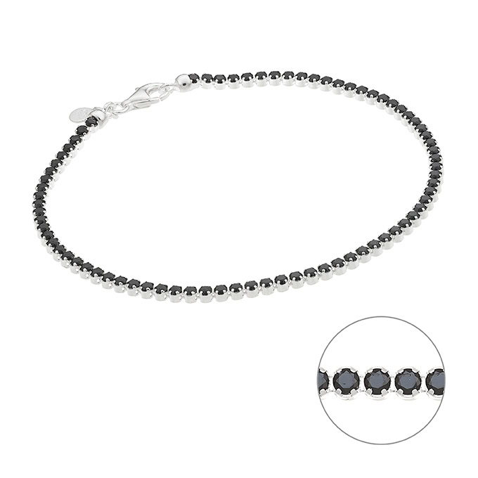 Bracciale tennis zirconi neri 20cm (1pz)