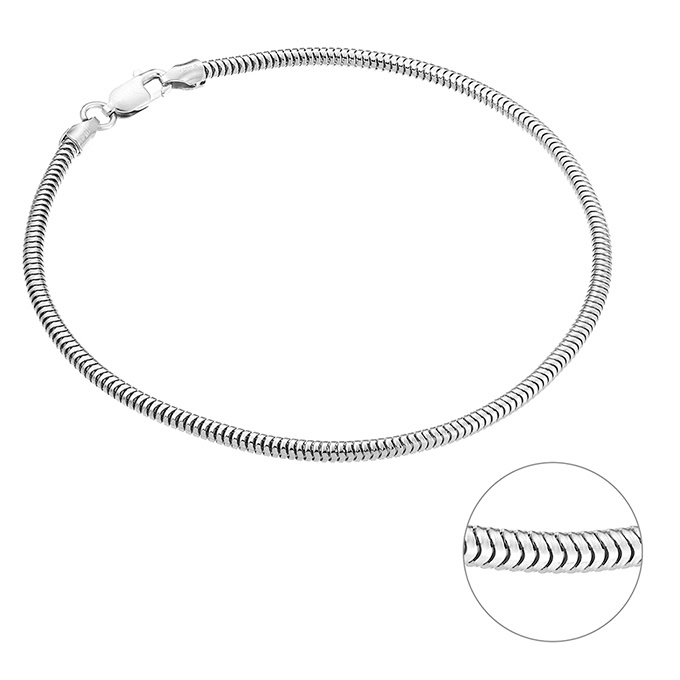 21cm snake chain bracelet 2,4mm wire (1pc)