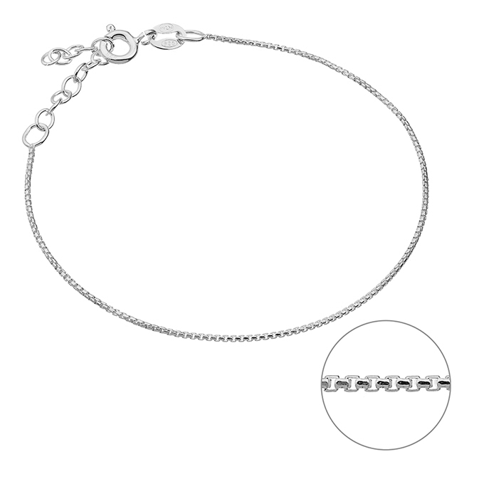 Bracciale catena veneziana bombata 0,85mm 15+3cm estensione (3pz)