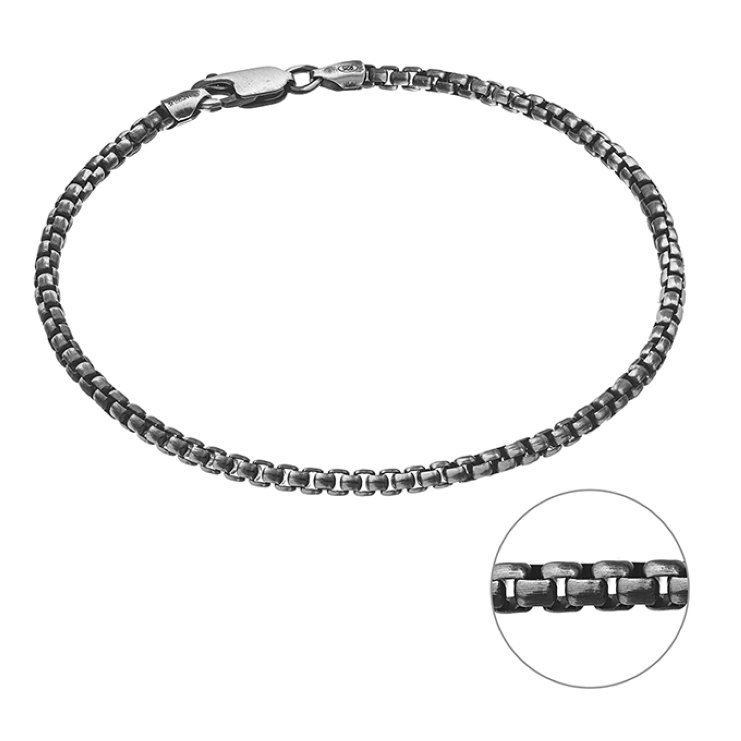 Bracciale catena veneziana 2,6mm, lunghezza totale 20cm in argento invecchiato (1pz)
