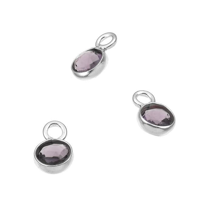 Amethyste Briolette eingefasst rund 4mm 1 Ring (5Stk)