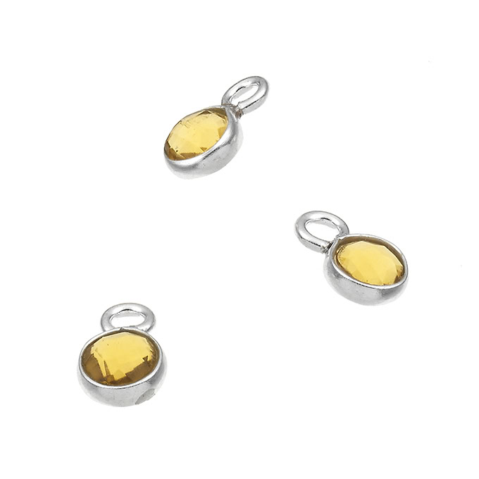 Quartz hydrothermal Citrine sertie briolette ronde 4mm 1 anneau (5pcs)