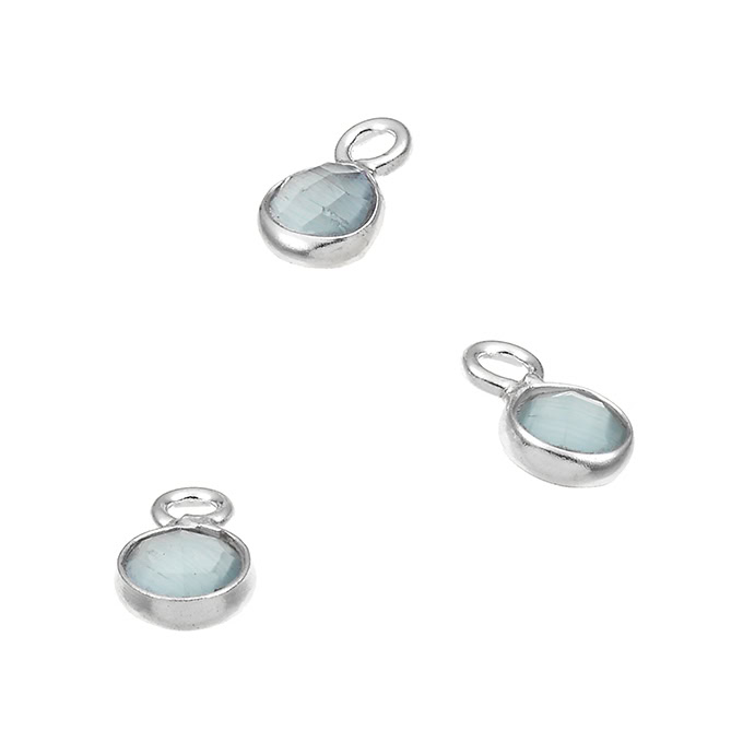 4mm set blue cats eye briolettes 1 ring (5pcs)