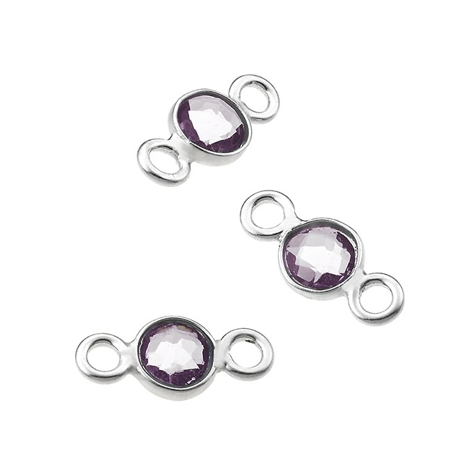 Amethyste Briolette eingefasst rund 4mm 2 Ringe (5Stk)