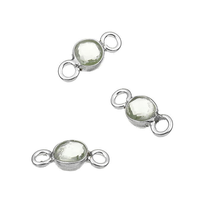 4mm set green chalcedony briolettes 2 rings (5pcs)