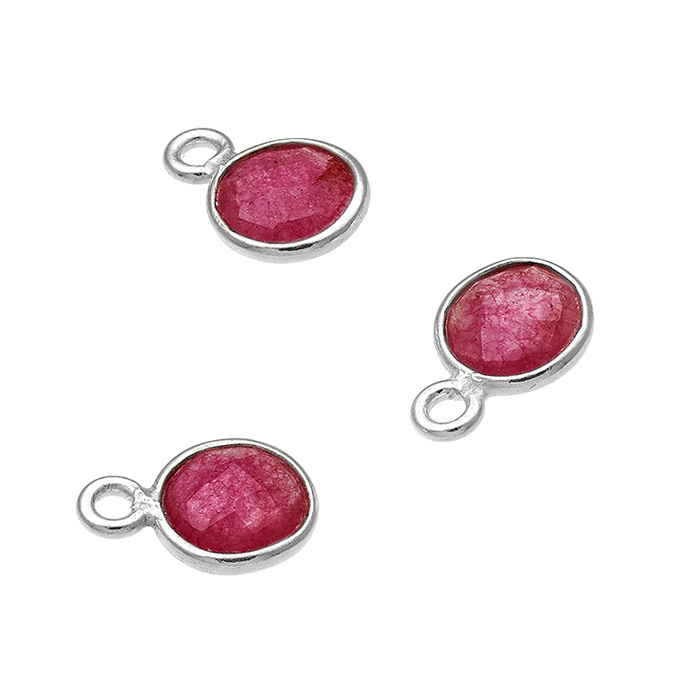 Giada rosa briolette incastonata tonda 6mm con anello (5pz)