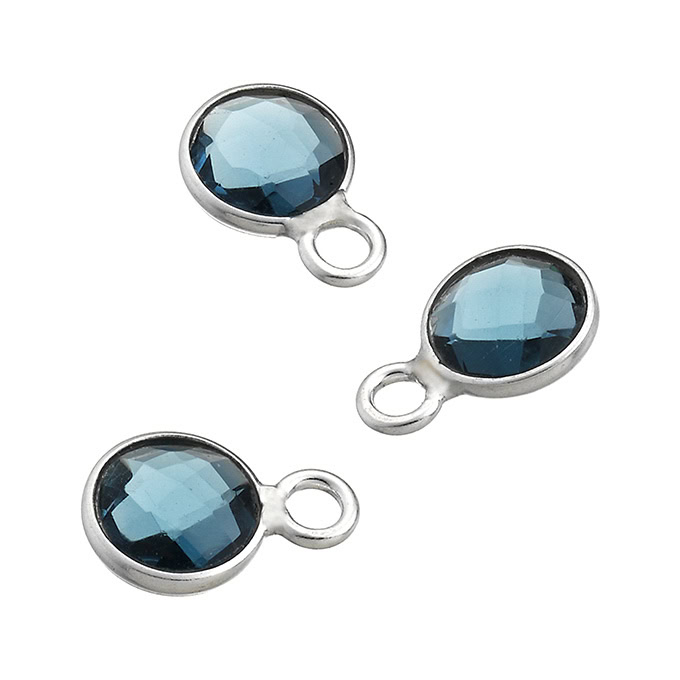 Topazio Blu London briolette incastonata tonda 6mm con anello (5pz)