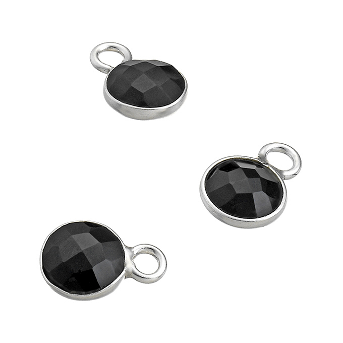 6mm set black spinel briolettes 1 ring (5pcs)