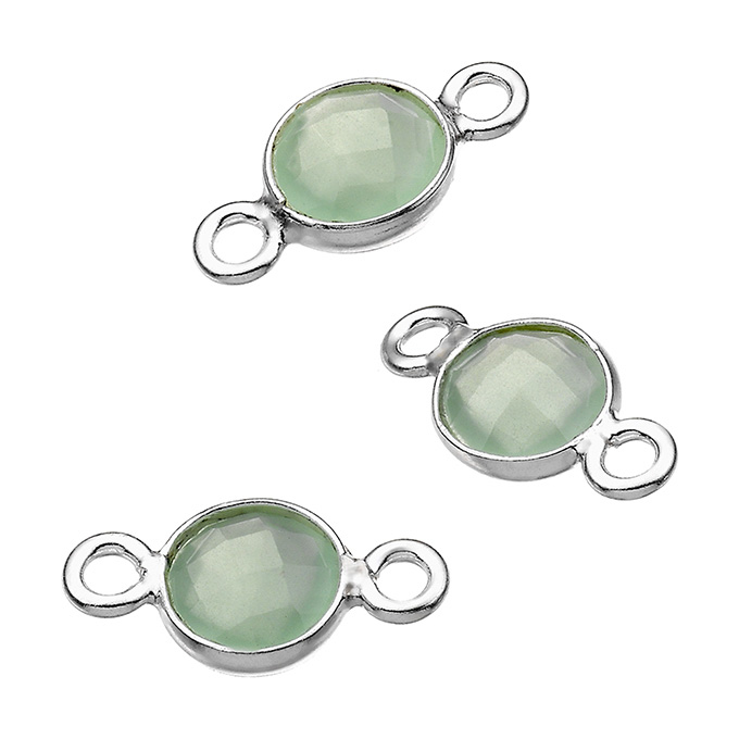 6mm set green chalcedony briolettes 2 rings (5pcs)