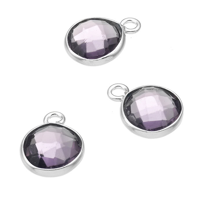 Amethyste Briolette gefasst rund 8mm mit Ring (5Stk)