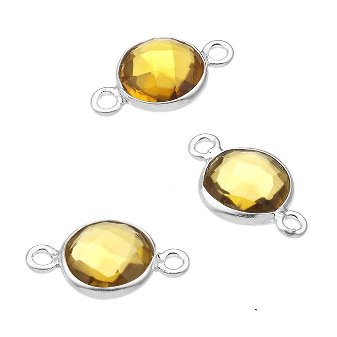 8mm citrine hydrothermal quartz round set briolettes 2 rings (5pcs)