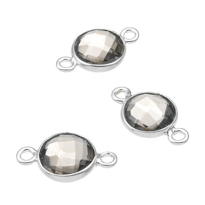 8mm smokey quartz round set briolettes 2 rings (5pcs)