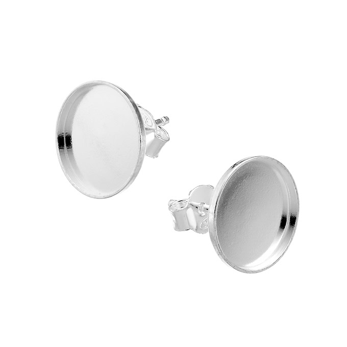 10mm round earring bezel with pin (1pair)