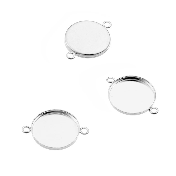 12mm round connector bezel with 2 rings (10pcs)