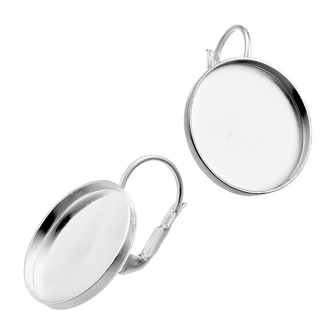 15mm round earring bezels with sleepers (2pairs)