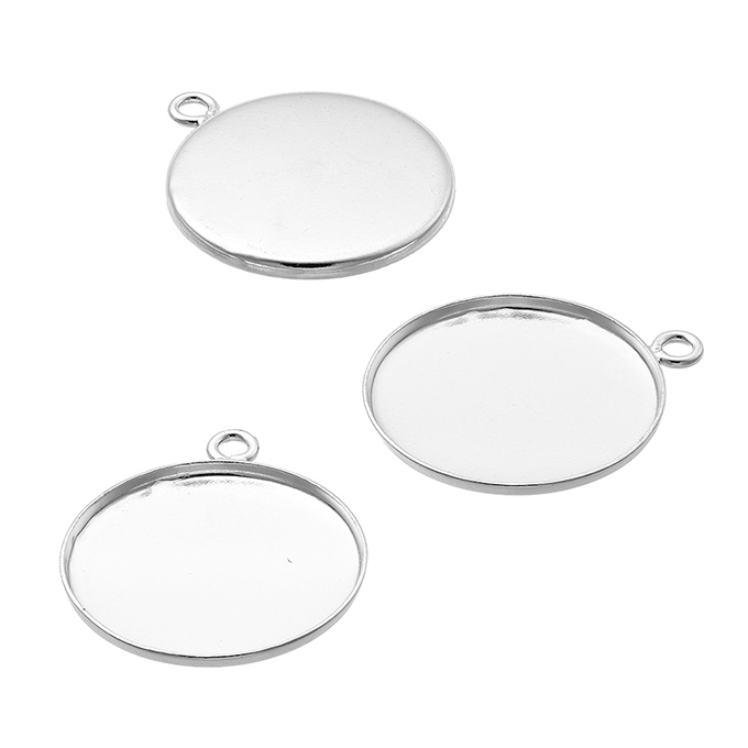 18mm round pendant bezels with 1 ring (5pcs)