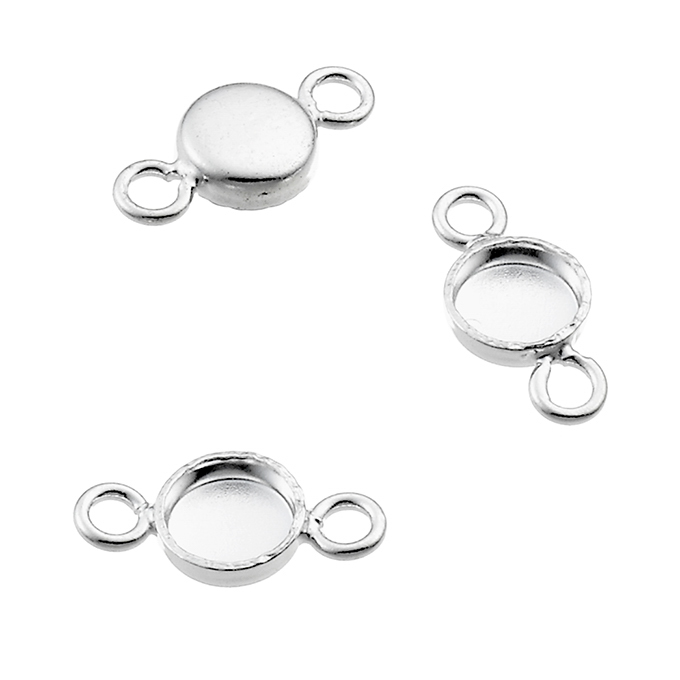 4mm round connector bezels with 2 rings (approx. 20pcs)