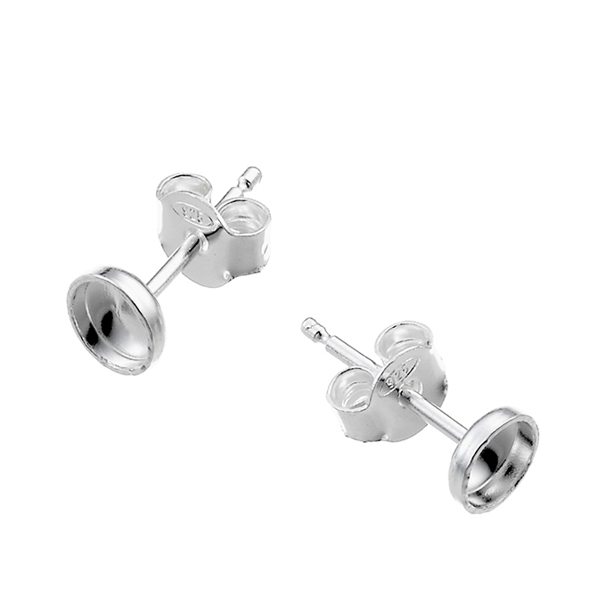 Supports boucles d’oreilles pour cabochon 4mm tige 0,8mm (10paires)